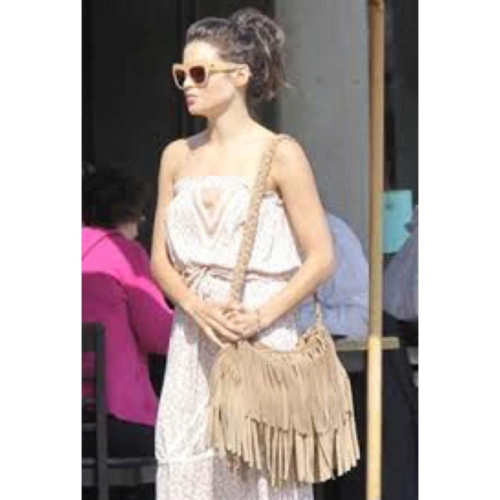 JJ Winters Crossbody Bag Womens Brown Good Suede Fringe Braided Strap Boho VGT